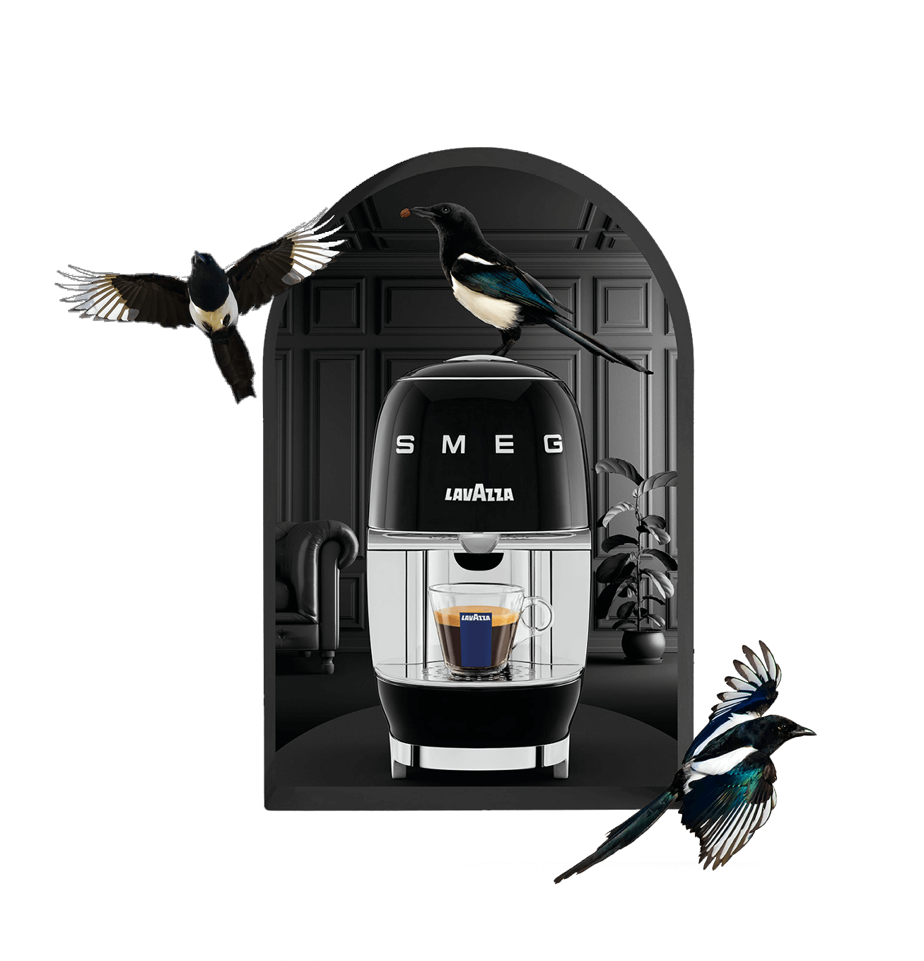 02 Кафемашина с капсули Lavazza A Modo Mio SMEG в черно